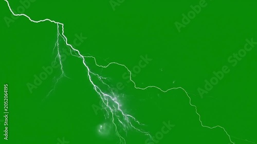 Powerful lightning effect on a green screen background, designed for professional video editing, visual effects, filmmaking, motion graphics, and digital content creation. Featuring bright lightning s