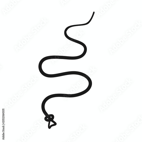 Minimalist hand drawn doodle of a wavy snake like line.