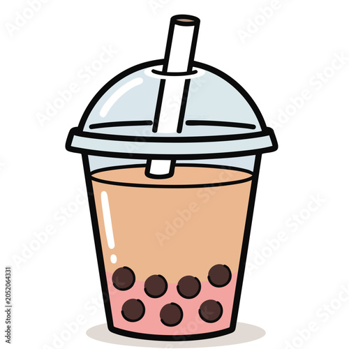 Cute cartoon illustration of a refreshing bubble tea drink.