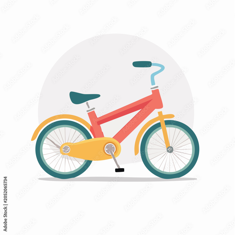 Fototapeta premium Flat design illustration of a red and yellow bicycle