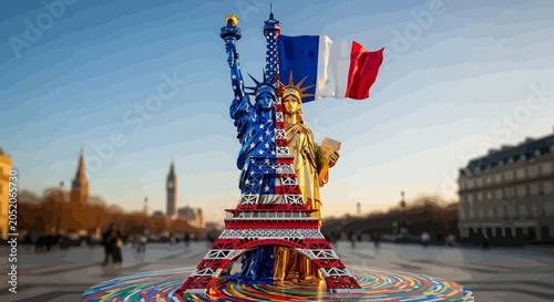 Photos Statue of Liberty with American Flag.