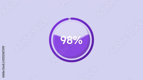 Purple liquid filling up circle percent loading animation. System update animated percentage progress indicator for light theme. Modern UI. Circular loader icon. HD video with alpha channel