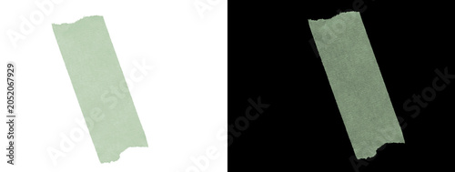 Pale Green Angled Torn Paper Strip on White and Black Background