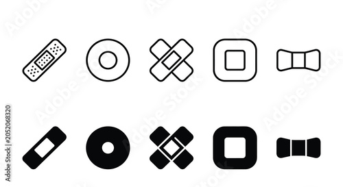 Medical Icons Set In Black Silhouette adhesive