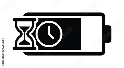 Fényképezés Battery With Hourglass And Clock Silhouette power