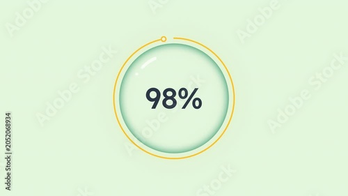 Process completion green circle percent loading animation. Increasing score animated percentage progress indicator for light theme. Modern UI. Circular loader icon. HD video with alpha channel