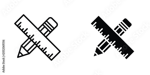 Schilderij op canvas Pencil and ruler icon