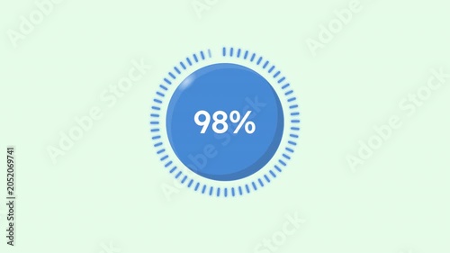 Work finishing solid blue dashed circle percent loading animation. Payment processing animated percentage progress indicator for light theme. Circular loader icon. HD video with alpha channel