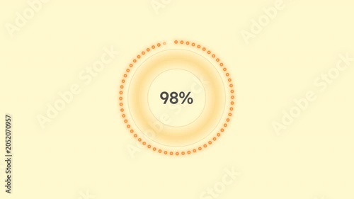 Orange circle percent game level loading animation. Dotted battery charge animated percentage progress indicator for light theme. Modern UI. Circular loader icon. HD video with alpha channel