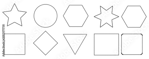 Foto Set of blank postage stamps featuring empty borders and postmark designs