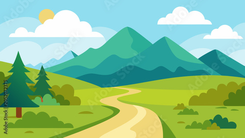 Foto Eco Tourism Landscape Vector Illustration