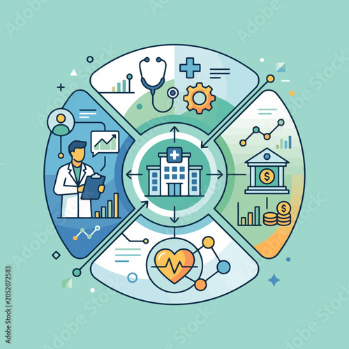 Infographic of healthcare management and hospital administration