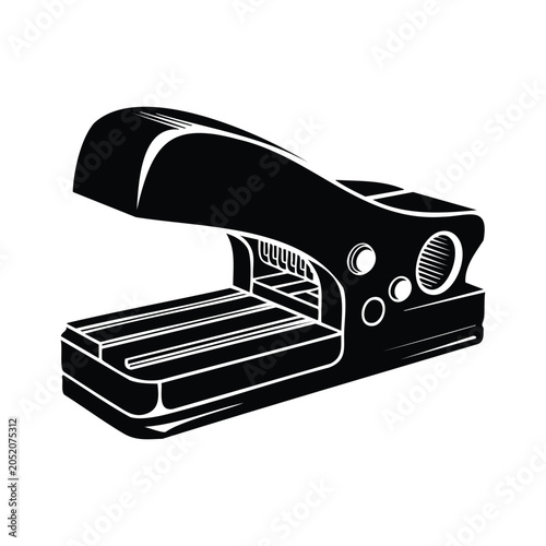 Cuadro en lienzo Desktop paper hole puncher for document organization black silhouette