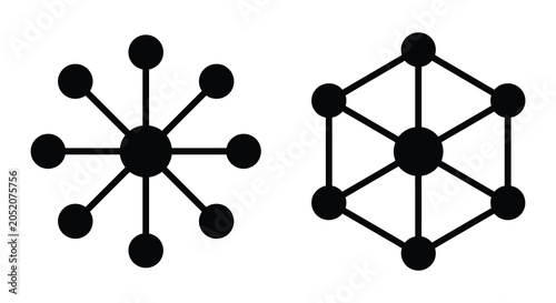 Obraz na płótnie Geometric shapes with connecting lines black silhouettes on a white background