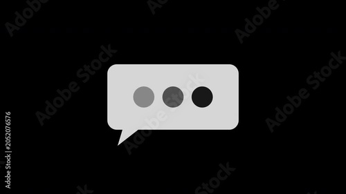 Animate chat bubble with three typing dots icon, Animation loading bar 3 dots looping progress icon on Transparent background. 4K video
