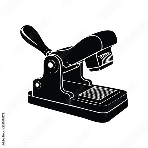 Foto Industrial paper puncher tool black silhouette for office equipment