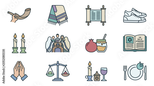 Canvas-taulu Jewish Symbols Representing Traditions and Rituals