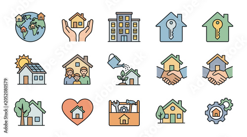 Tableau sur toile Illustrative icons representing homeownership concepts