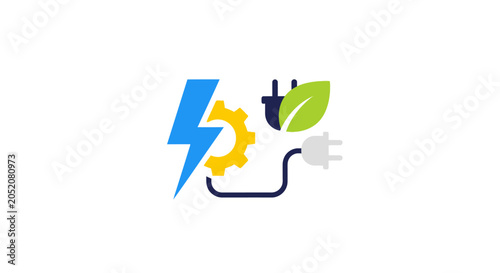 A graphic icon representing sustainable energy and industrial power generation