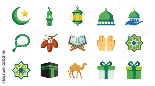 Cuadro en lienzo Islamic Symbols and Icons for Cultural Celebration