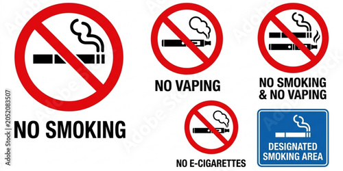 Canvas Print No smoking and vaping allowed signs vector set with prohibition symbols and smok