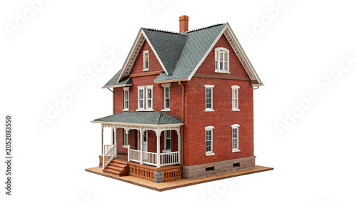 Bild auf Leinwand Miniature model of a classic American two story residential country house