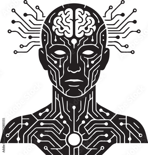 Robot Brain Artificial Intelligence Vector Logo