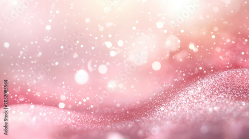 Pink glitter bokeh, sparkling light, festive shimmer dreamy background