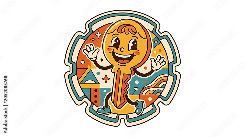 Fototapeta premium Surreal solution finder key mascot graphic badge without text