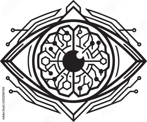 Artificial Intelligence Brain Technology Vector Logo
