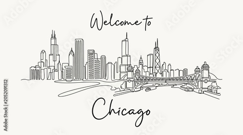 Chicago Skyline Line Art - Welcome to Cityscape Illustration