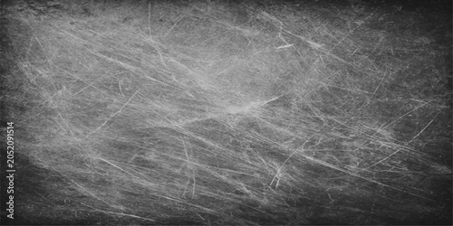 Schilderij op canvas A dark and dirty black chalk board with a grunge textured concrete wall backgrou