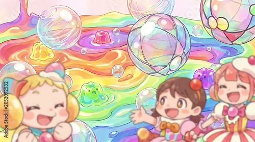children playing with bubbles