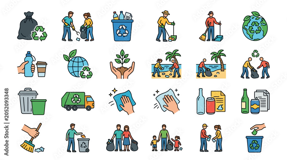 Fototapeta premium People engaging in recycling activities for a cleaner planet