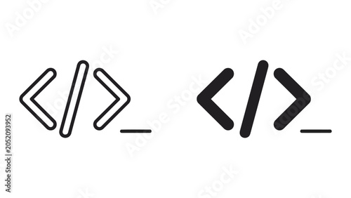 Foto Programming code brackets icon set in outline and solid style for software devel