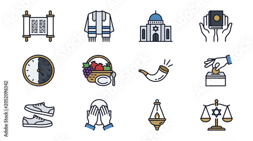 Canvas-taulu Religious symbols and rituals illustrating Jewish traditions