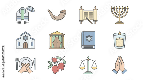 Canvas-taulu Religious Symbols Representing Jewish Traditions and Culture