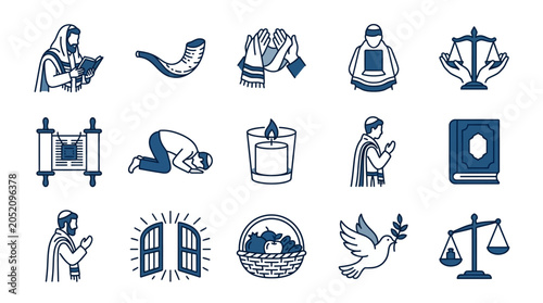 Bild auf Leinwand Religious symbols depicting various rituals and practices