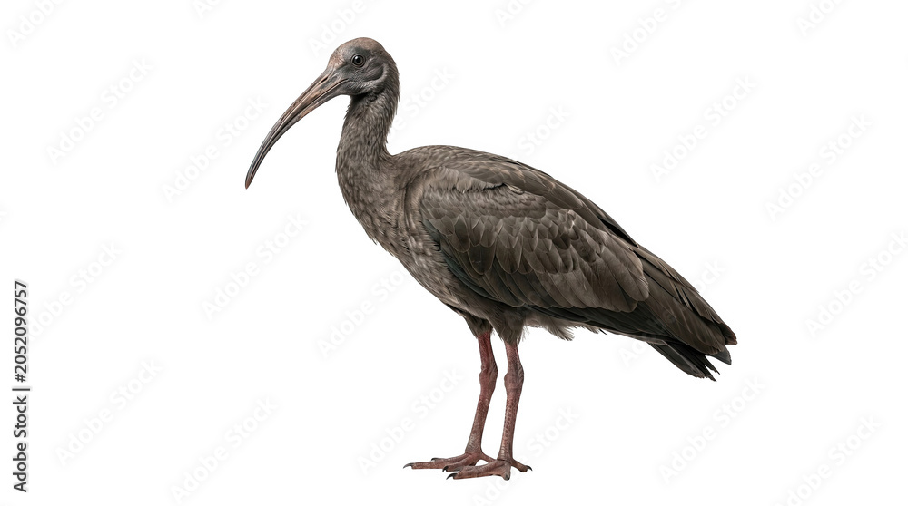 Obraz premium Dark ibis bird standing side view white isolated on transparent background png