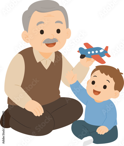 Grandfather and baby