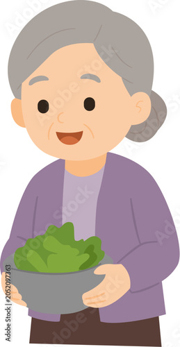 Grandmother with vegetable