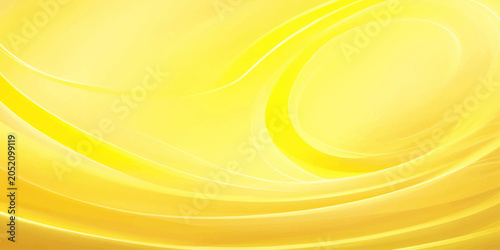 An abstract golden yellow background features bright flowing waves and a sun-like energy pattern with elegant orange curves, creating a vibrant summer vector wallpaper design