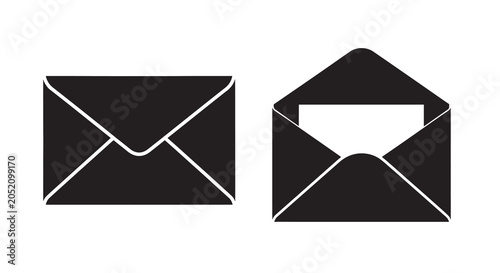 Closed and open envelope silhouettes against a white background
