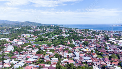 Bild auf Leinwand aerial, architecture, bay, blue, building, city, cityscape, coast, coastal, comm