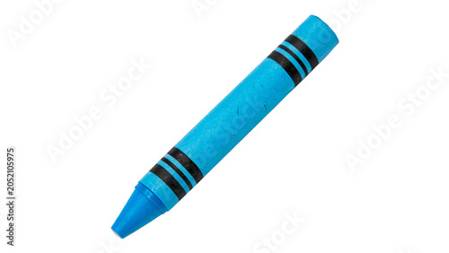Fotografie Single bright blue wax crayon drawing tool object on a transparent background