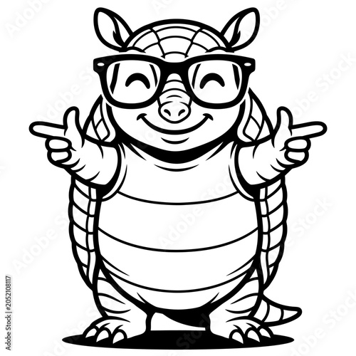 Φωτογραφία Armadillo Wearing Glasses Smiling Cartoon.