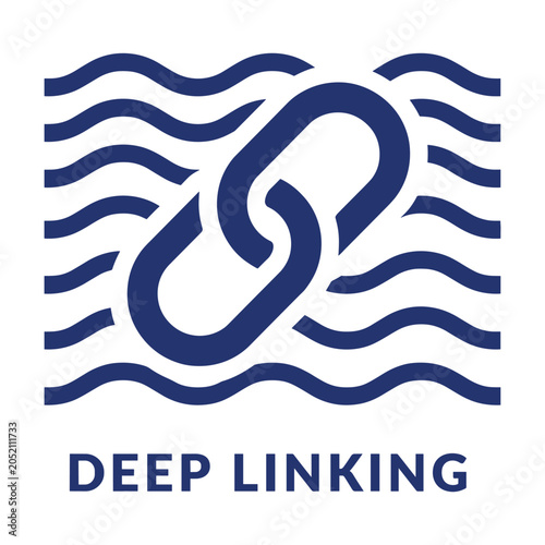 Photos Deep linking abstract wave design with text, vector illustration