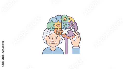 Senior Woman Engaged in Puzzle Brain Activity