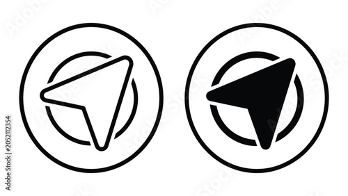 Foto Navigation arrow inside a circle icon set for location and direction services in