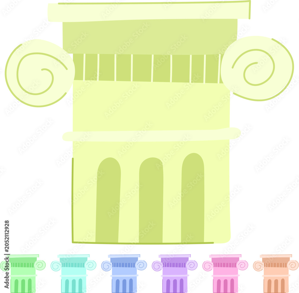 Naklejka premium building column ancient cartoon. architecture greece, rome sculpture, marble old building column ancient sign vector